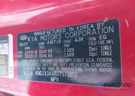 2018 Kia Soul ! from USA, damaged, VIN KNDJX3AA8J7573892